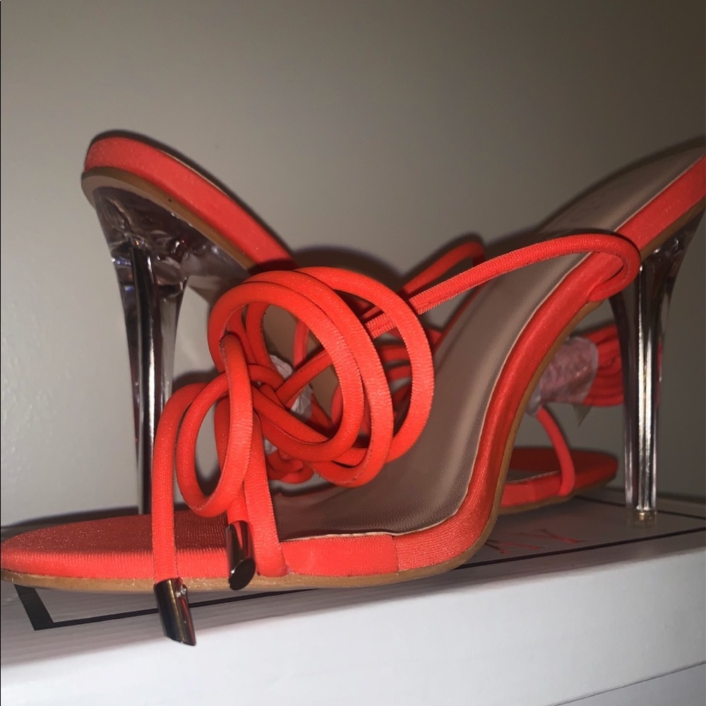 Orange Lace Up Heels